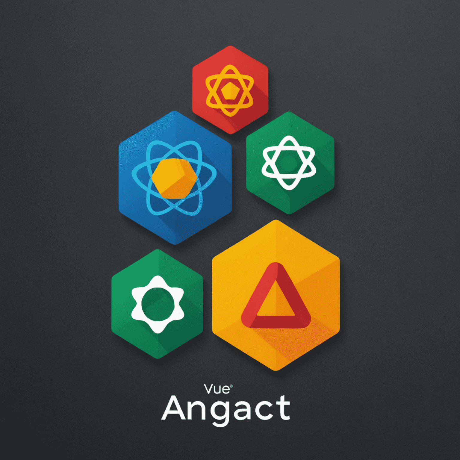 Imagen que muestra los logotipos de React, Vue y Angular en un diseño comparativo, representando la comparación de frameworks JavaScript